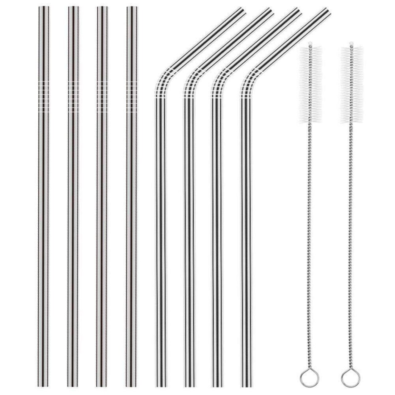 Kitcheniva 8PCS 10.5" Stainless Steel Ultra Long Metal Cocktail Straw And 2 Cleaner Brush